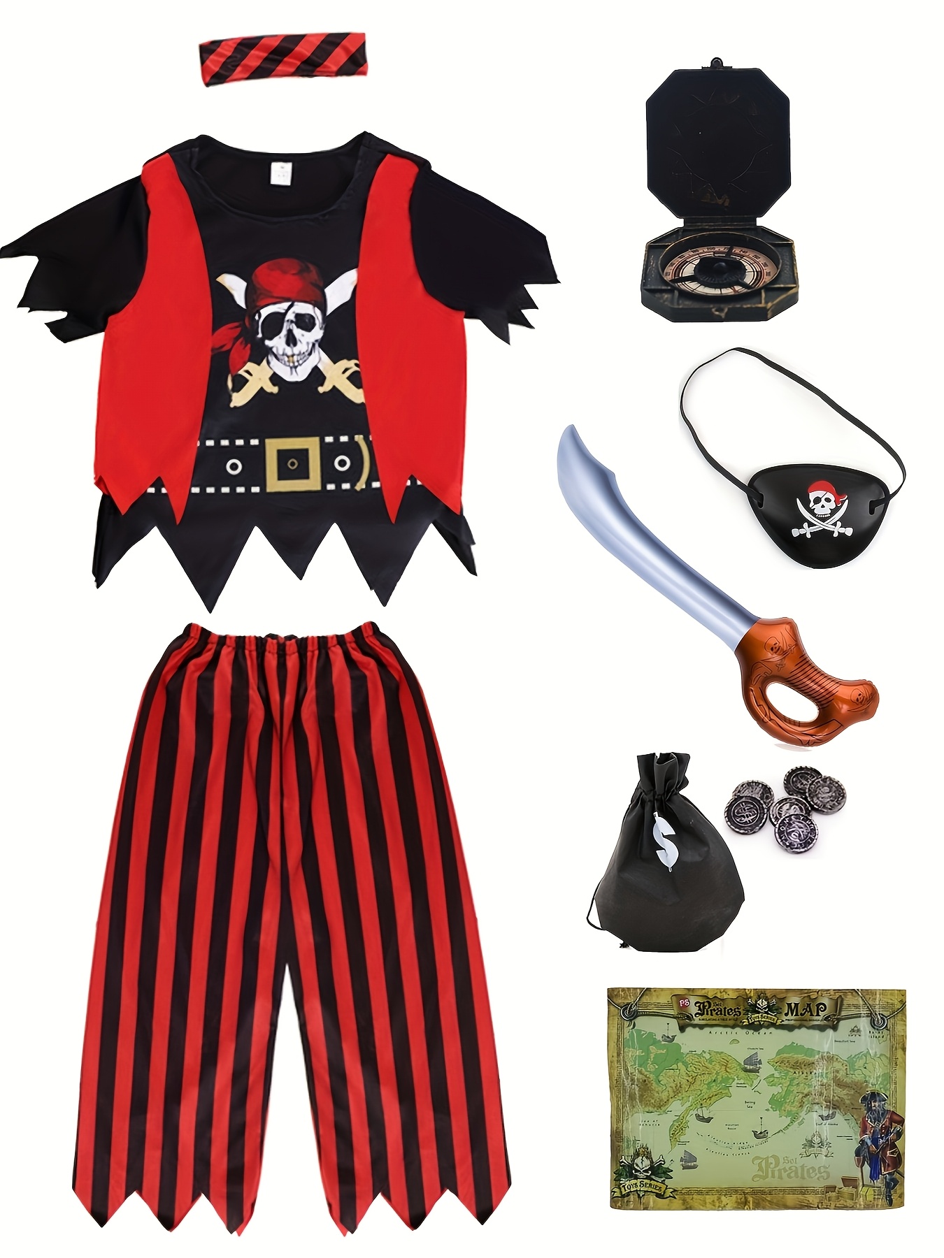 Kids Toys Return Gift - Kids Pirate Costume Set Halloween Dress-Up
