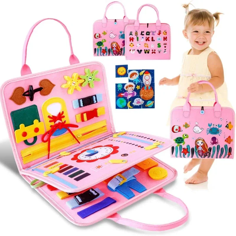 Kids Zip Toys - Kids Busy Board Buckle Montessori Lacing
