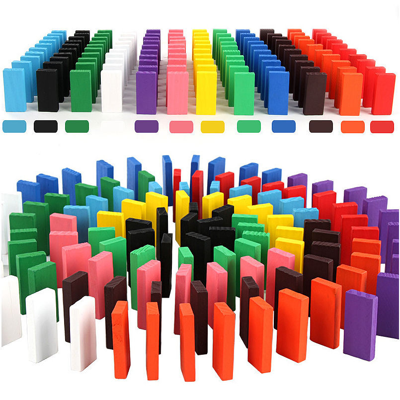Kids Toys Under 100 - 100/200/300/500 PCS Wooden Rainbow Domino Building