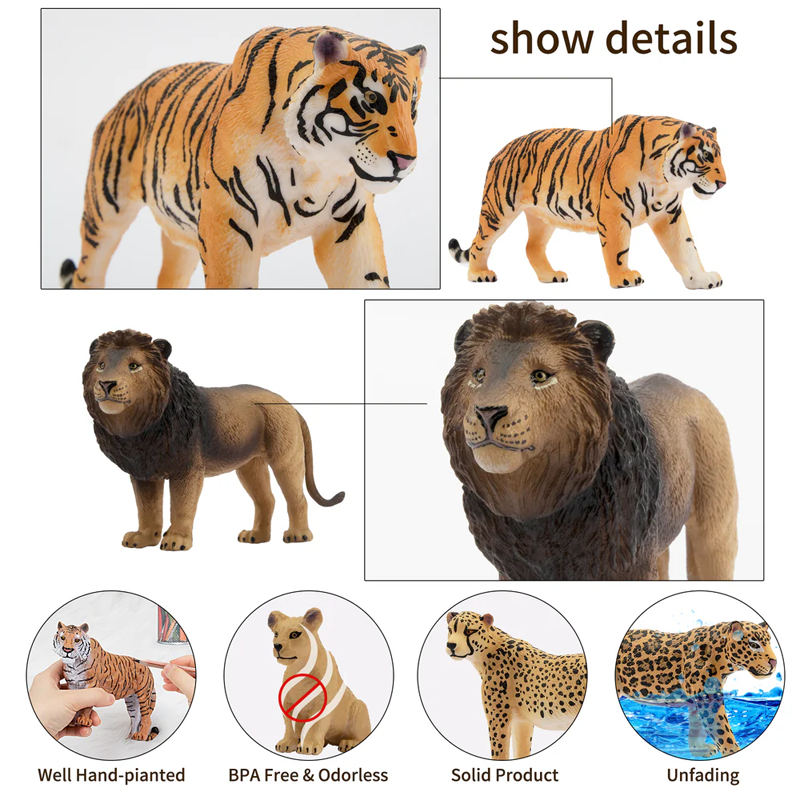 8Pcs Simulation Lion Tiger Leo - Kids Toys Under $5 recensione e prezzo