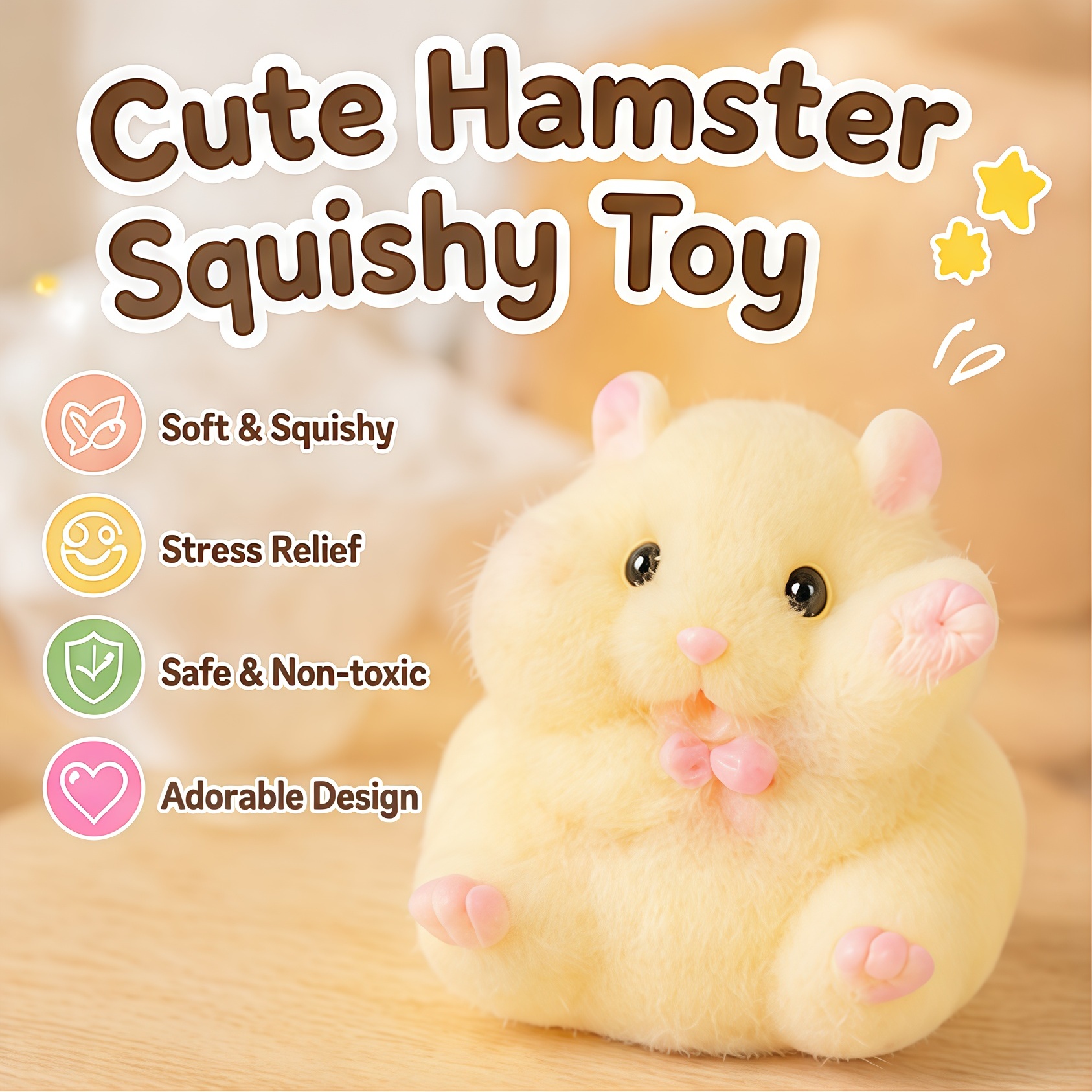 Cute Hamster Squishy Toy Soft  - Kids Toys Yellow recensione e prezzo